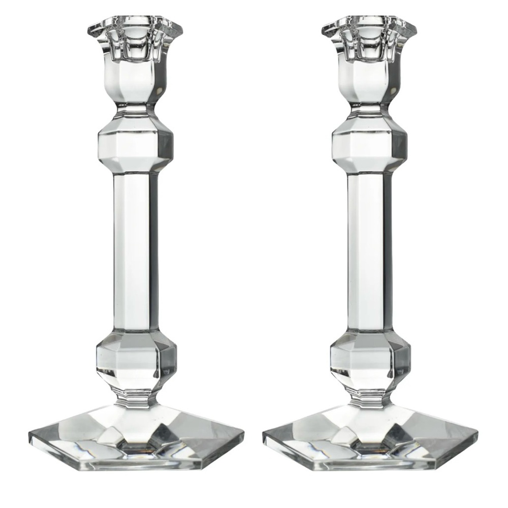 Val St Lambert Gardenia Crystal Candle Holders - Set of Two